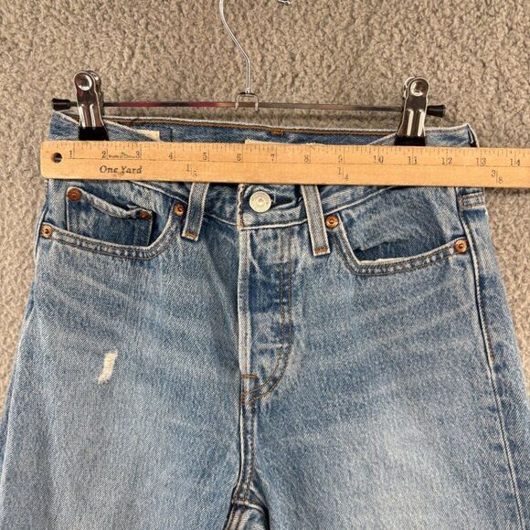 Levi’s Premium Wedgie Fit Jeans Women’s Size 25 Distressed High Rise Button Fly - Picture 3 of 13